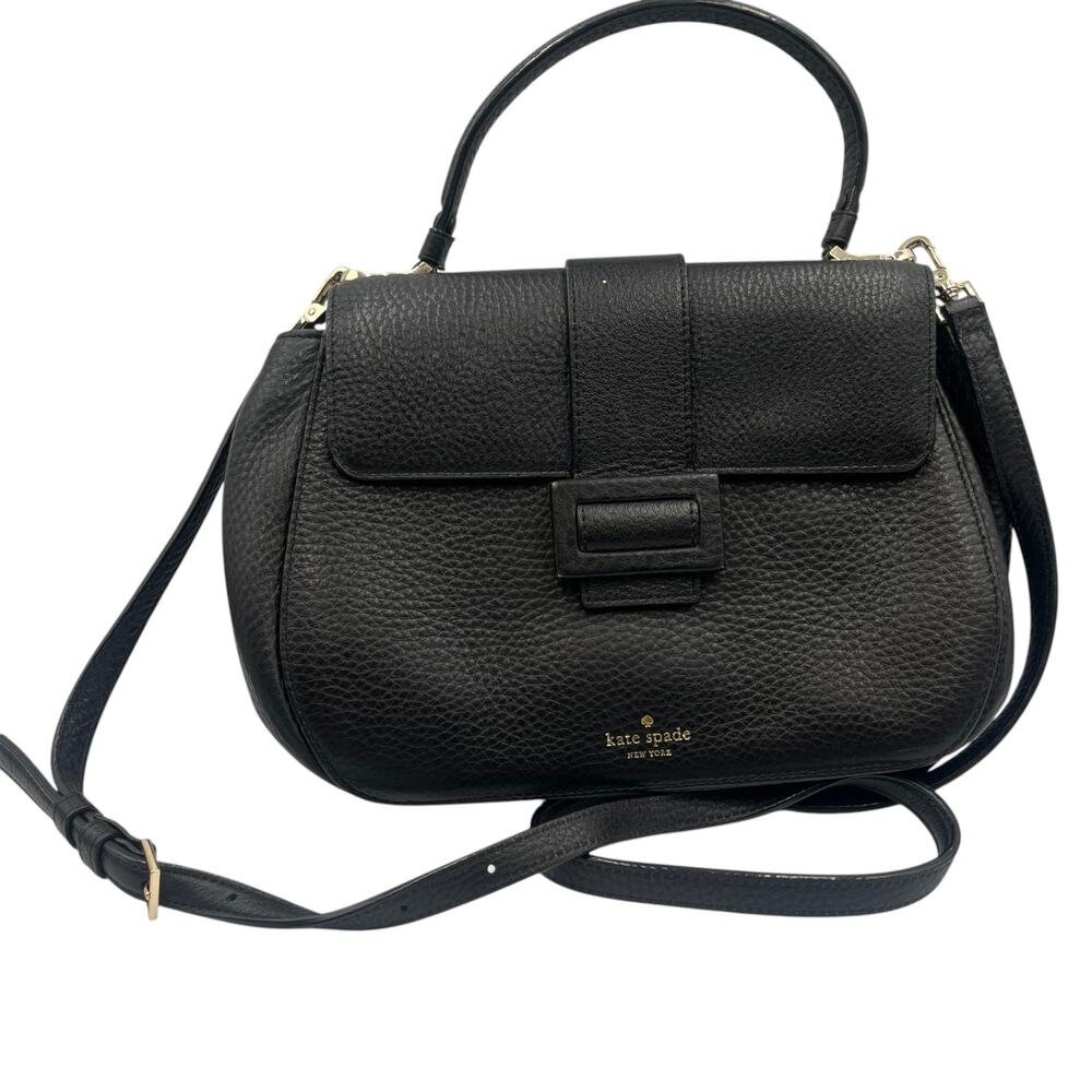 Kate Spade Satchel Crossbody Bag Carlyle Street Justina Pebbled Leather Black